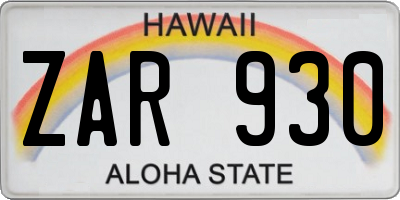 HI license plate ZAR930