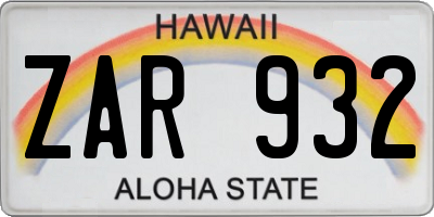 HI license plate ZAR932