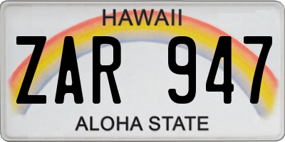 HI license plate ZAR947