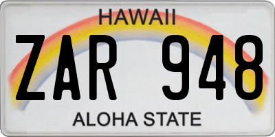HI license plate ZAR948