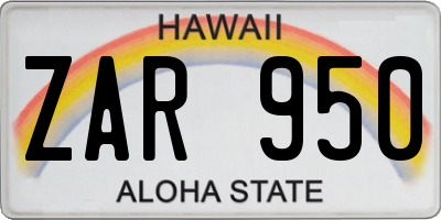 HI license plate ZAR950