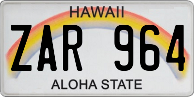 HI license plate ZAR964