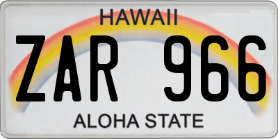 HI license plate ZAR966