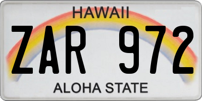 HI license plate ZAR972
