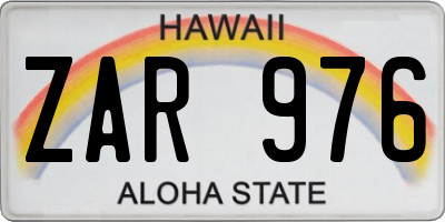 HI license plate ZAR976