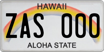 HI license plate ZAS000