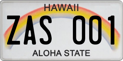 HI license plate ZAS001