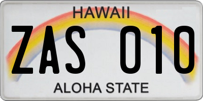 HI license plate ZAS010