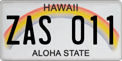 HI license plate ZAS011