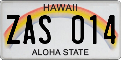 HI license plate ZAS014