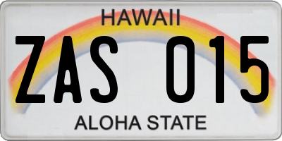 HI license plate ZAS015