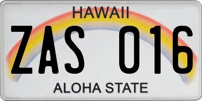 HI license plate ZAS016