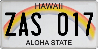 HI license plate ZAS017