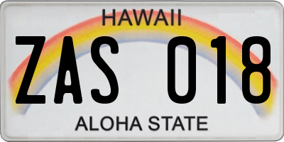 HI license plate ZAS018