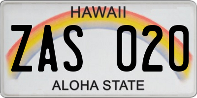 HI license plate ZAS020