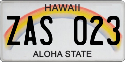 HI license plate ZAS023