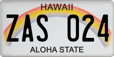 HI license plate ZAS024