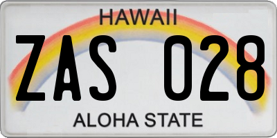 HI license plate ZAS028