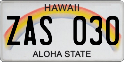 HI license plate ZAS030