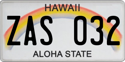 HI license plate ZAS032