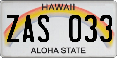 HI license plate ZAS033