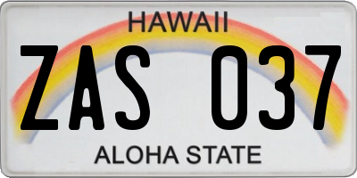 HI license plate ZAS037