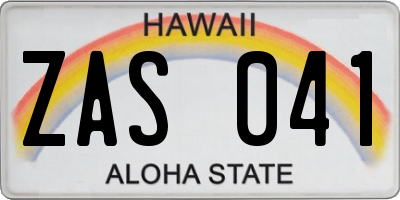 HI license plate ZAS041