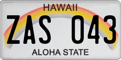 HI license plate ZAS043