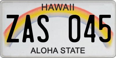 HI license plate ZAS045