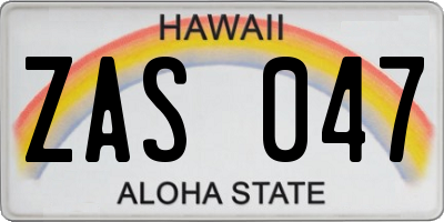 HI license plate ZAS047