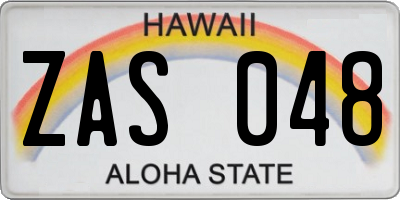 HI license plate ZAS048
