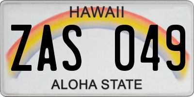 HI license plate ZAS049