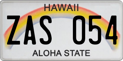 HI license plate ZAS054