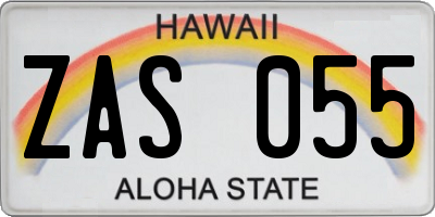 HI license plate ZAS055