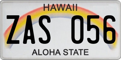 HI license plate ZAS056