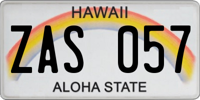 HI license plate ZAS057