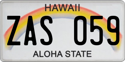 HI license plate ZAS059