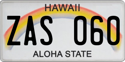 HI license plate ZAS060
