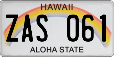HI license plate ZAS061