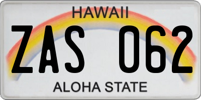 HI license plate ZAS062