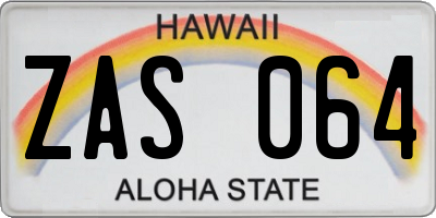 HI license plate ZAS064