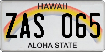 HI license plate ZAS065