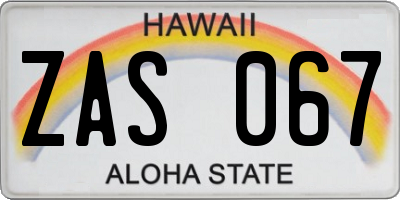 HI license plate ZAS067