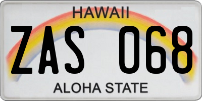 HI license plate ZAS068