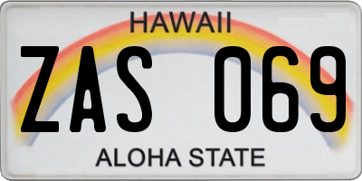HI license plate ZAS069