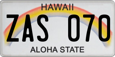 HI license plate ZAS070
