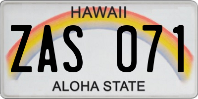 HI license plate ZAS071