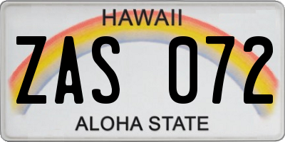 HI license plate ZAS072