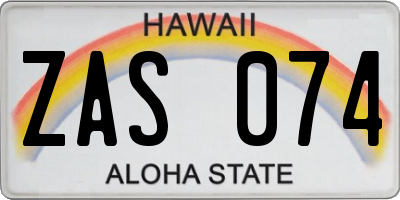 HI license plate ZAS074