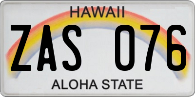 HI license plate ZAS076